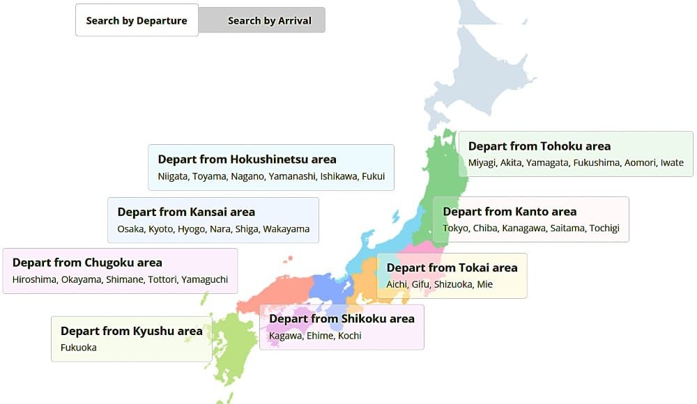 Trayectos de autobús del Japan Bus Pass