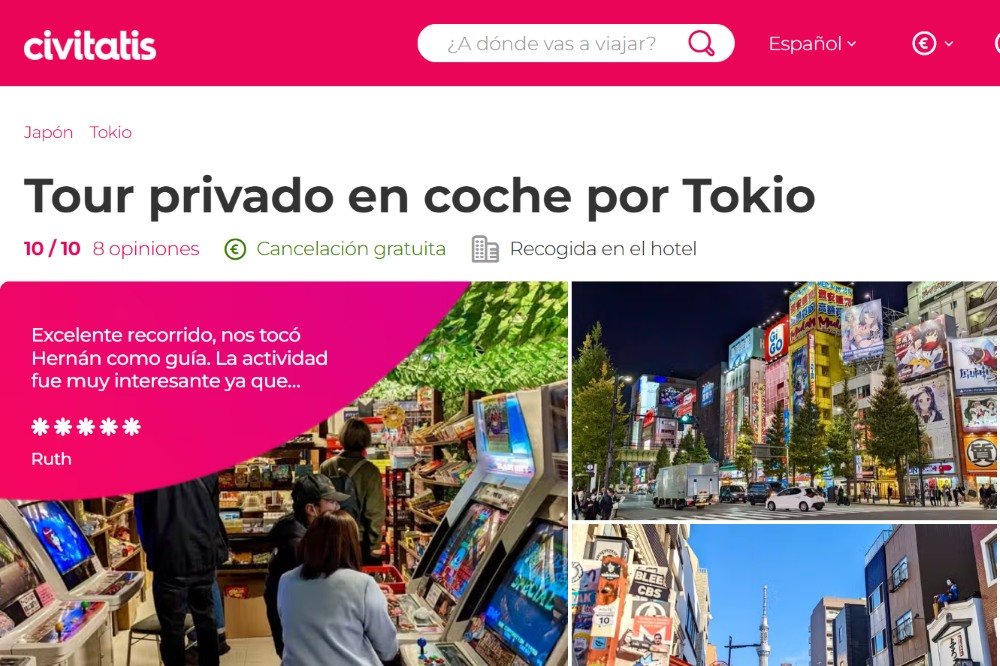 Como reservar el tour en coche por Tokio de Civitatis