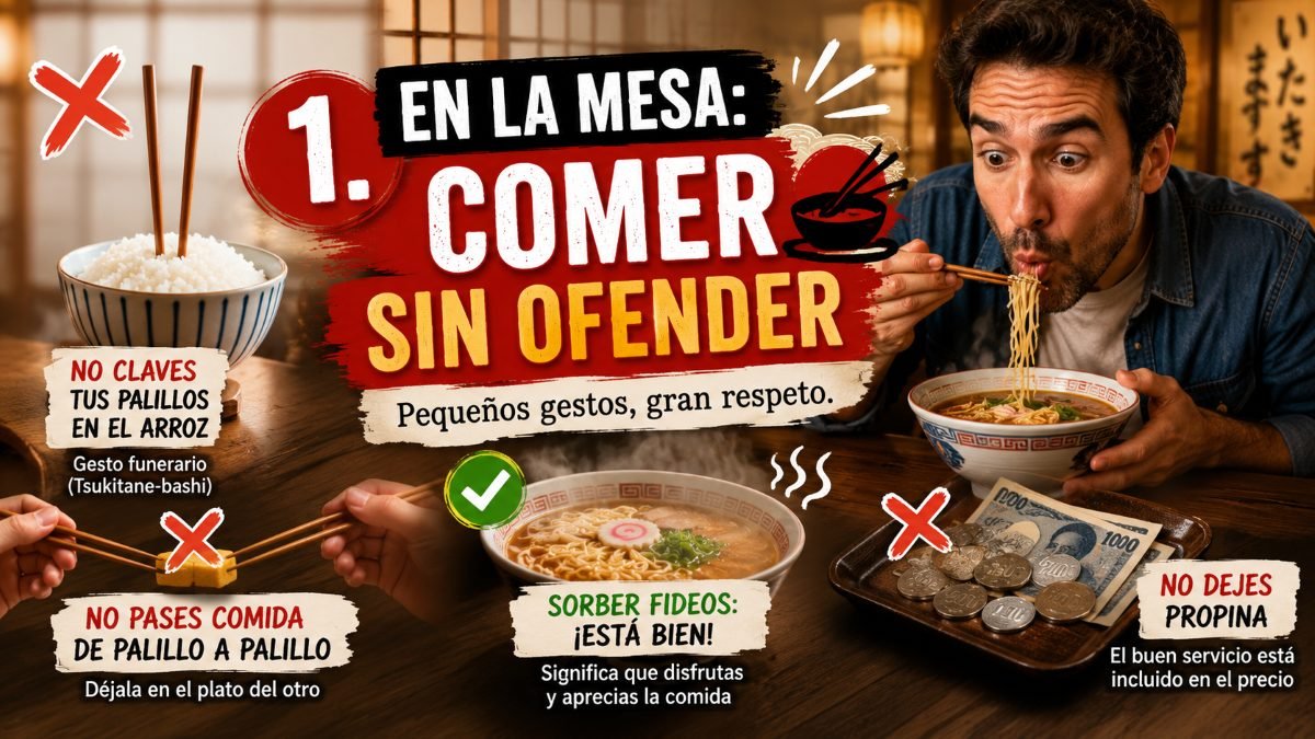 Cosas que no hacer comiendo en Japón