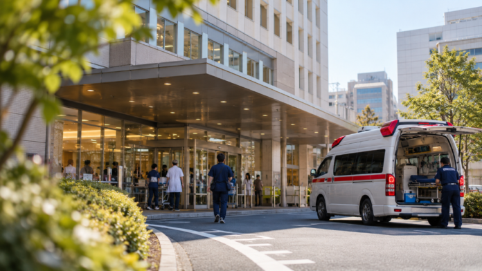 Urgencias de un hospital en Japón con Ambulancia